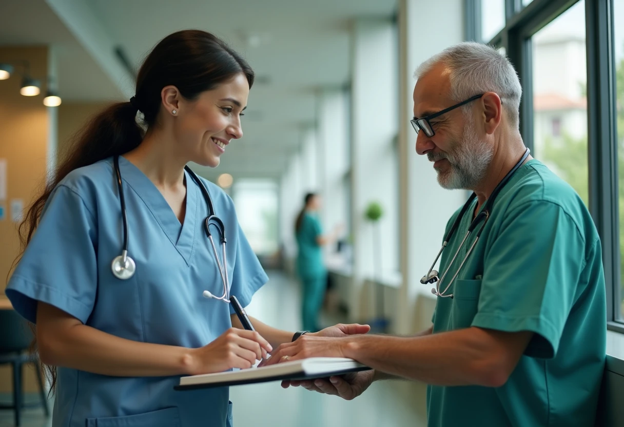 Healthcare professionals discussing patient care