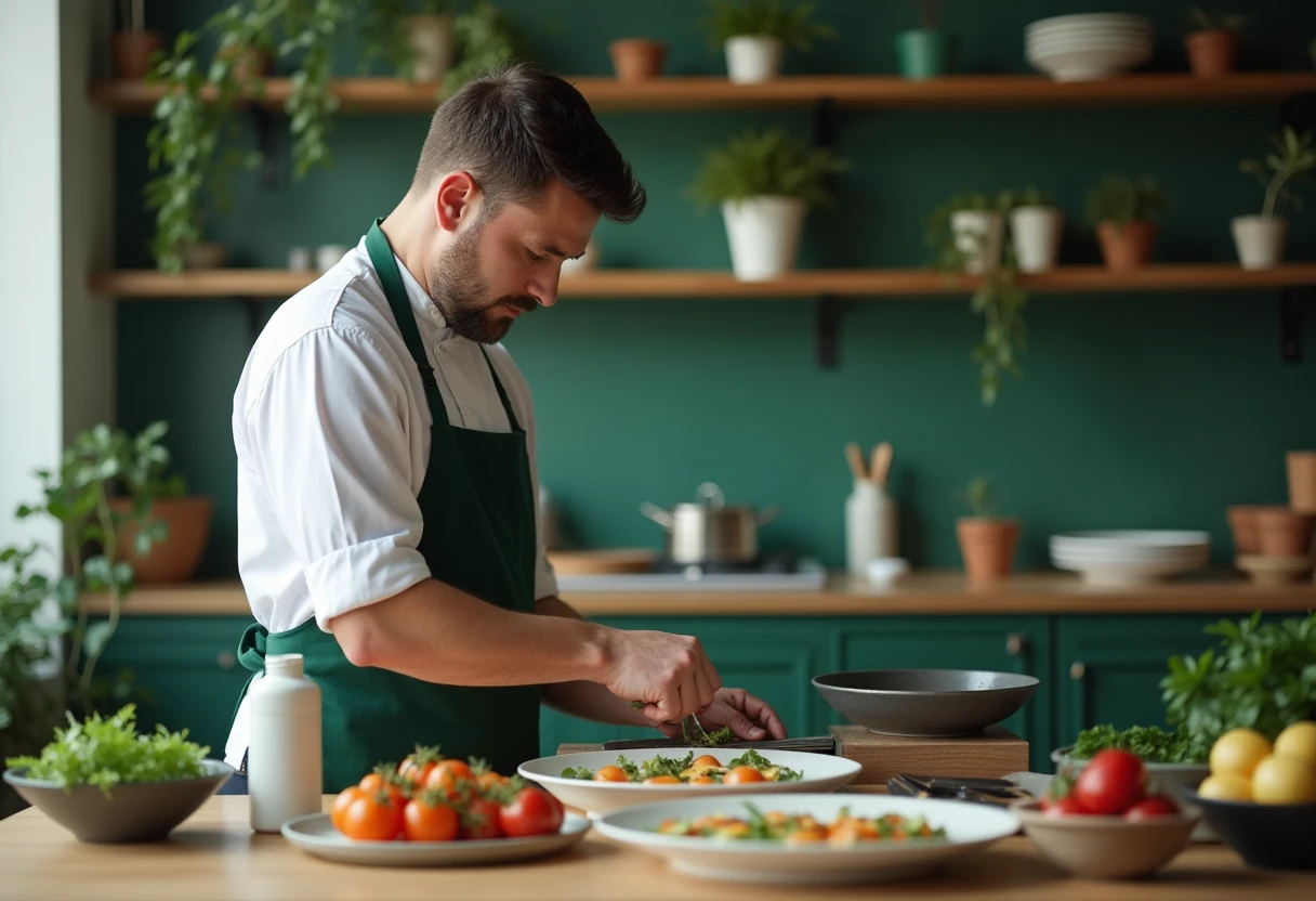 Chef trabalhando em uma cozinha