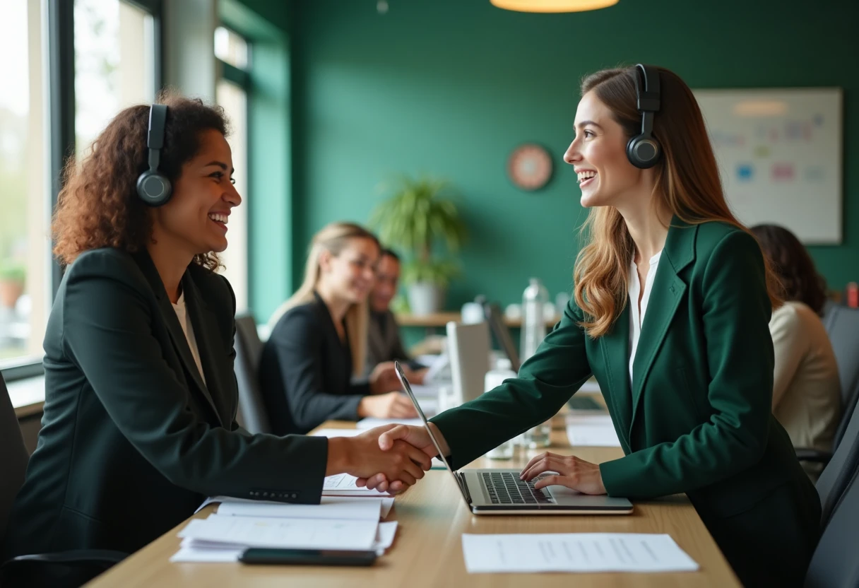 Team van klantenservice medewerkers samenwerken
