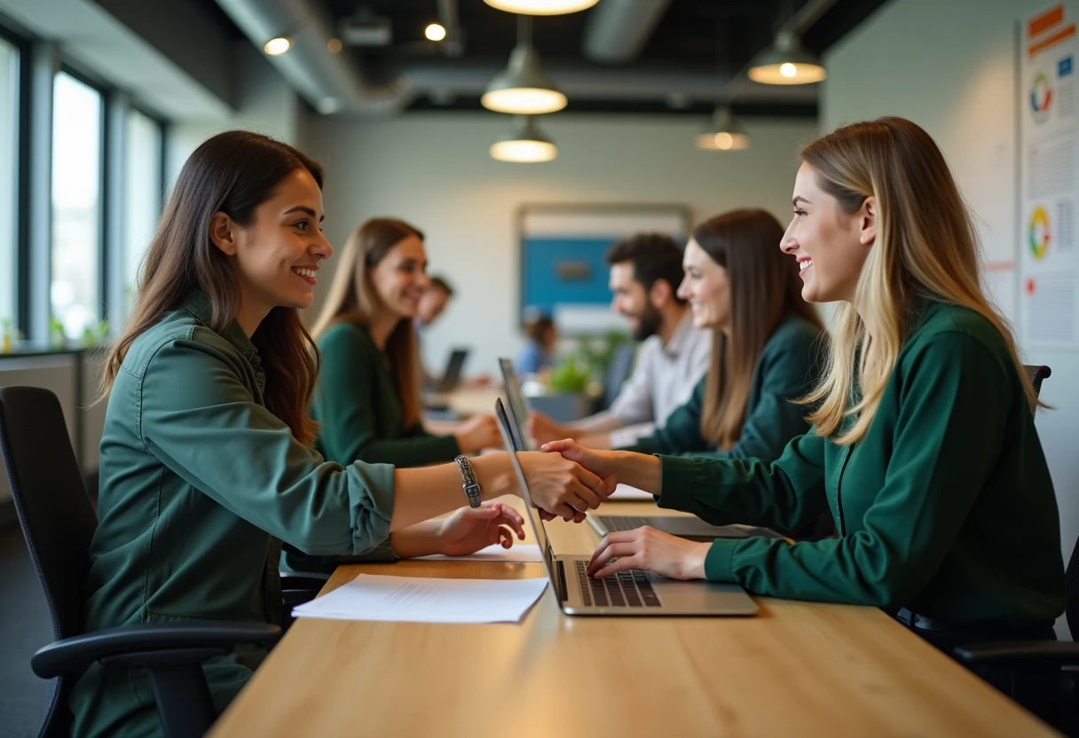 Ambiente de trabajo en atención al cliente moderno