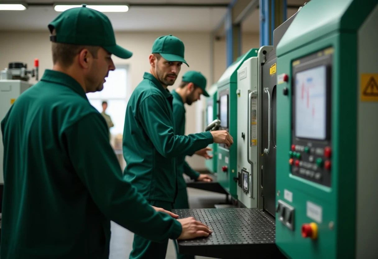 Operaio al lavoro su macchina CNC
