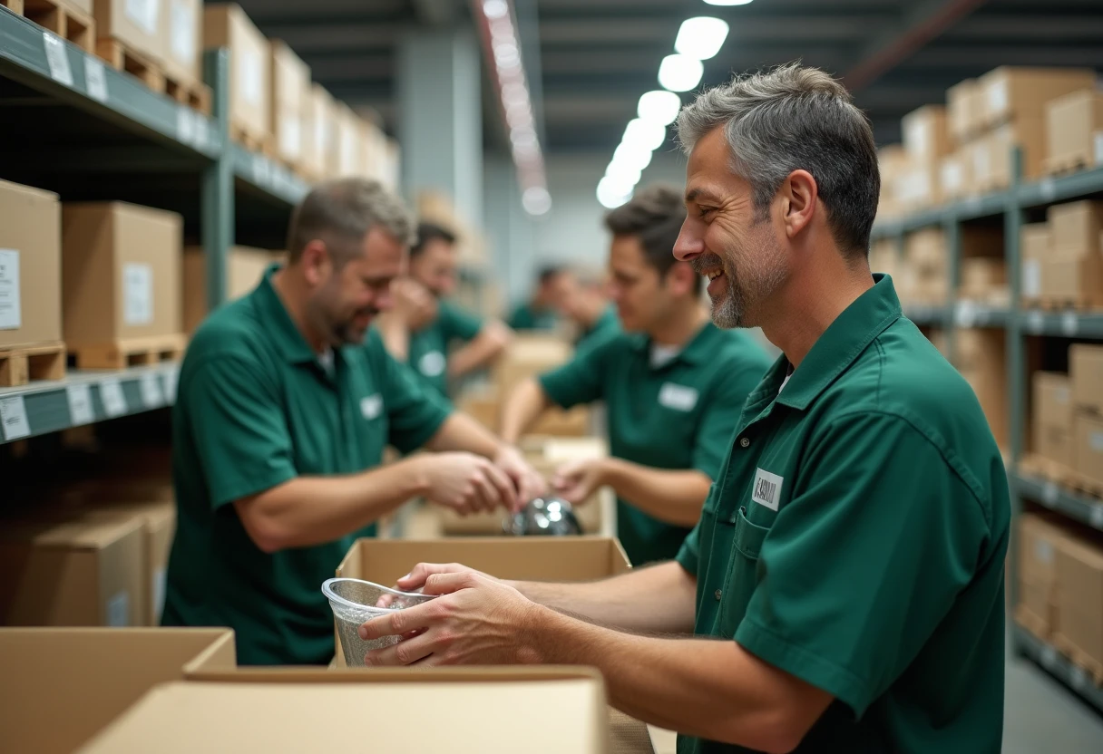 Trabajadores en un almacén