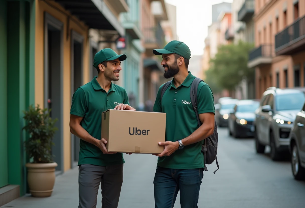 Repartidor de Uber trabajando
