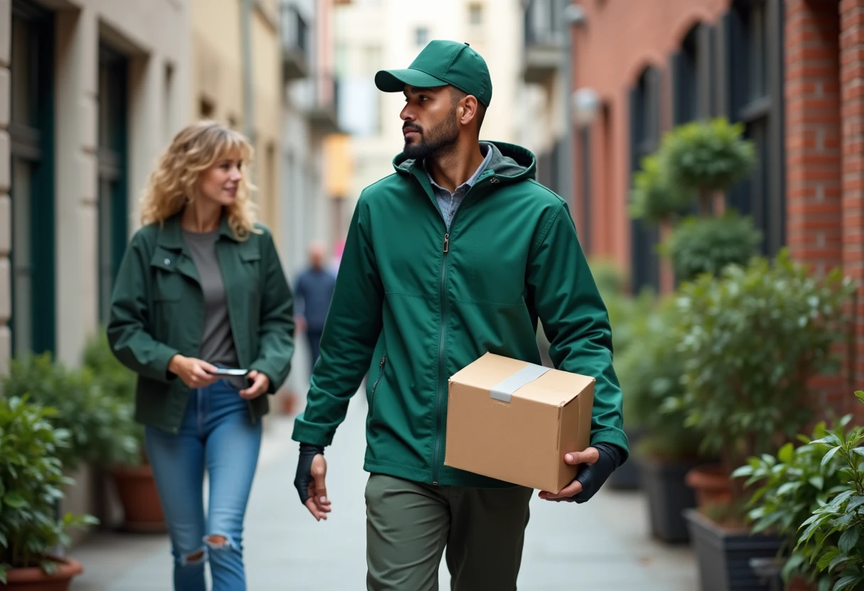 Courier delivering packages