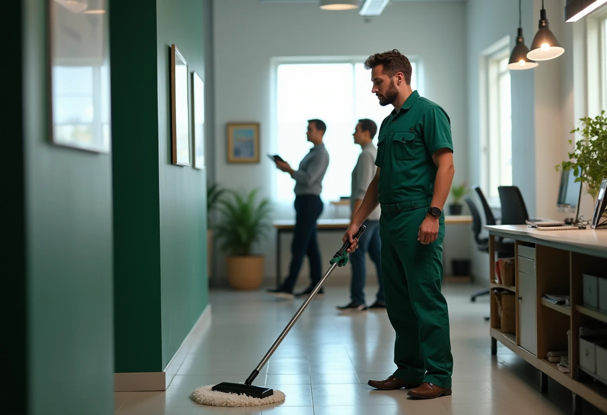 Trabalhador de limpeza polindo aço inoxidável